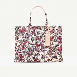 Coccinelle Never Without Bag Canvas Flower Print Multi Creamy Pink