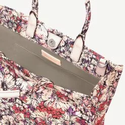 Coccinelle Never Without Bag Canvas Flower Print Multi Creamy Pink -Coccinelle Negozio Di Vendita E1NGL180201 M23 2